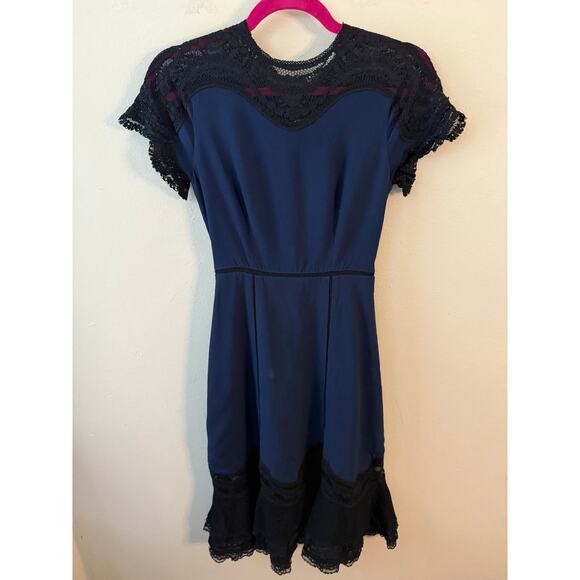 Jonathan Simkhai Navy Blue Black Lace Dress Size 0 - Picture 1 of 10